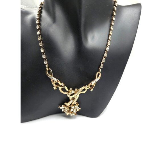 Vintage ALFRED PHILLIPE Crown Trifari Necklace – Patent Pending, Rhinestone Drop - Picture 8 of 8